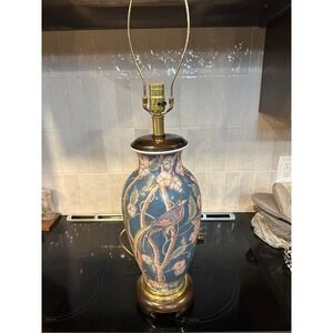 Vintage Frederick Cooper Ceramic Lamp With Exotic Bird Motif